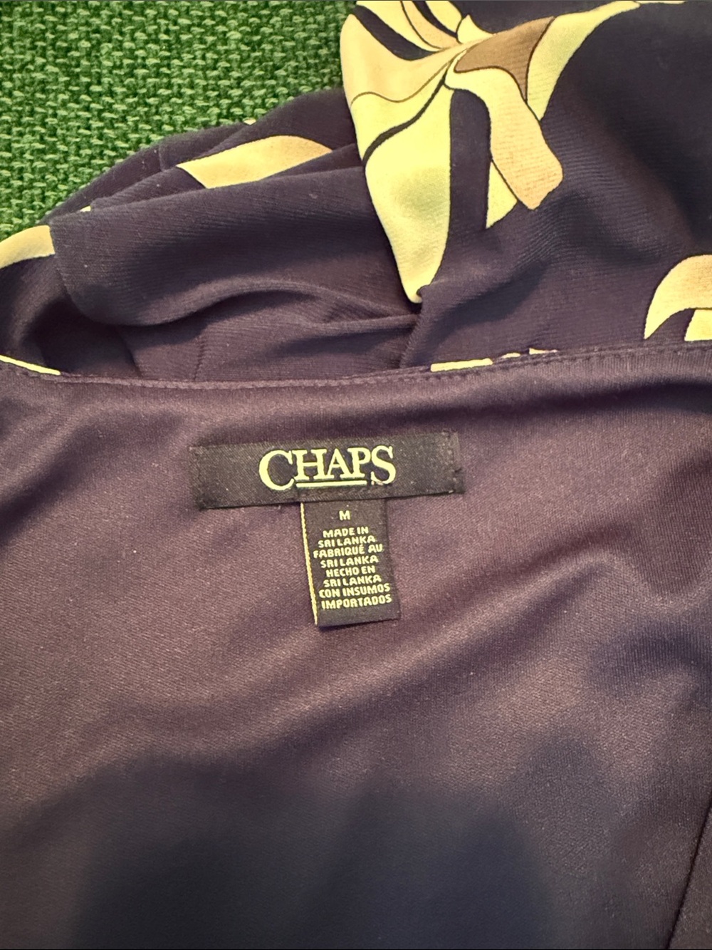Chaps Navy Floral A line Dress in a women’s Size Medium - Picture 3 of 8